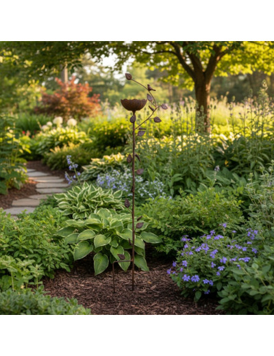 Mangeoire fonte oiseaux à planter 12x19x102cm