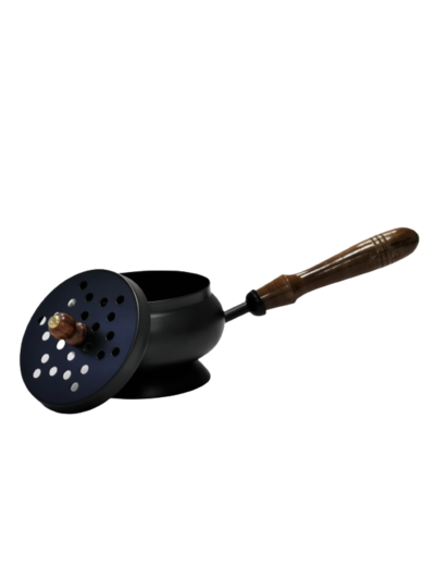 Brûle Encens et Charbons D10cm. Longueur avec Manche Bois 25cm