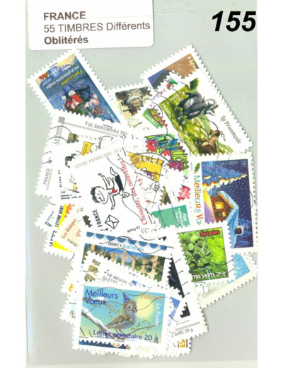 55 TIMBRES FRANCE DIFFERENTS OBLITERES *155