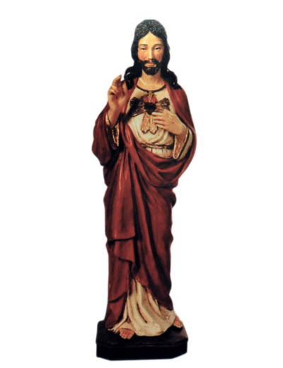 Sacré-Coeur de Jésus 50cm résine polychrome PEINTE MAIN