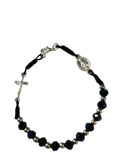 Bracelet en verre facété sur fil- NOIR