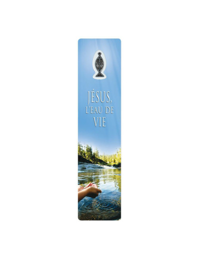 Signet plastifié avec médaille sous sachet-JESUS L'EAU DE VIE-anglais