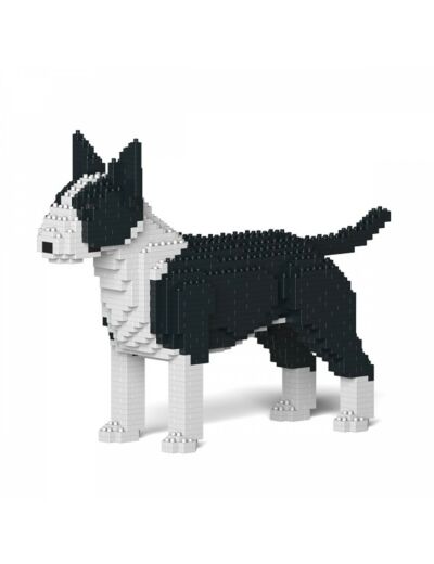 CHIEN BULL TERRIER NOIR et BLANC JEKCA CONSTRUCTION EN BRIQUES DEJA ASSEMBLER