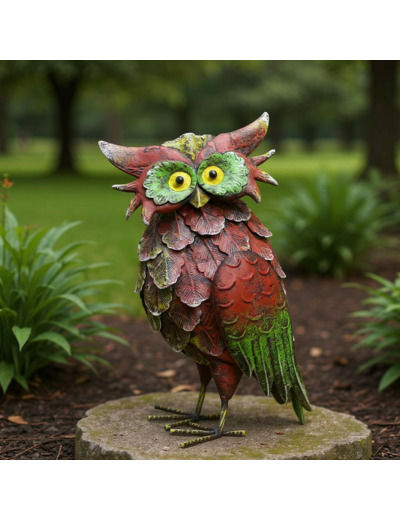 Figurine hibou éclat sauvage 30x15x41cm