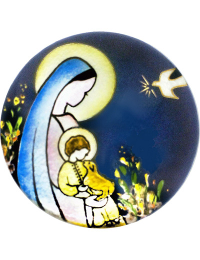Vierge à l'agneau D10,5cm - EMAUX DU LIBAN