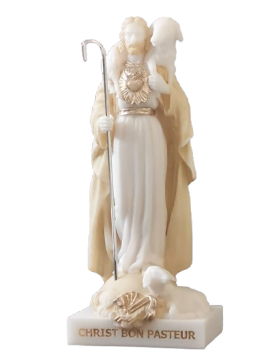 Christ Bon Pasteur - Statue en Albaster 17 cm -Blanc