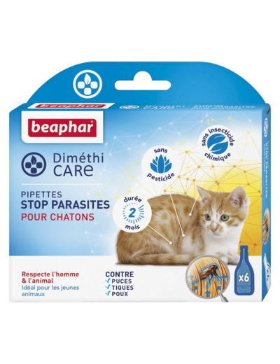 DIMETHICARE, pipettes stop parasites pour chatons - 6 pipettes