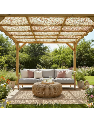 Filet de camouflage Camo First® S-Cut désert 2 m x 2 m : ombrage 80 % et style militaire