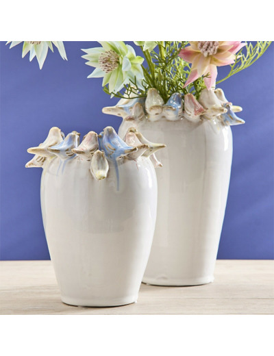 Vase Birds coloré grès 15x15x18cm