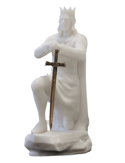Saint Louis - Statue en albâtre 19cm - Blanc