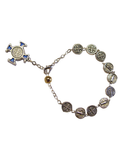Bracelet Dizainier Perles St Benoît D9X3mm en Métal Argenté
