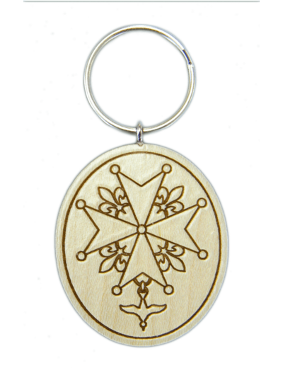 Porte-Clefs en Bois d'Erable - CROIX HUGUENOTE