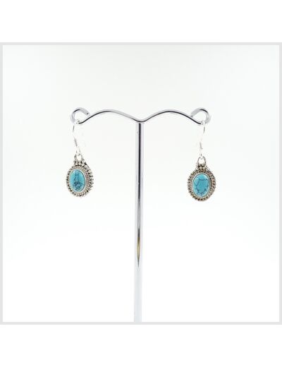 Boucles Turquoises en argent massif