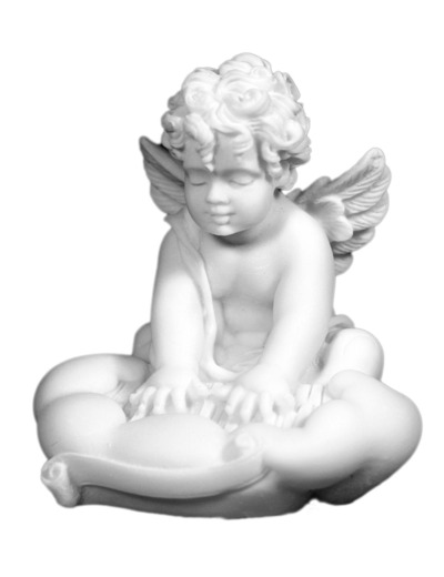 Statue en albâtre 10x11cm - ANGE MUSICIEN- Blanc