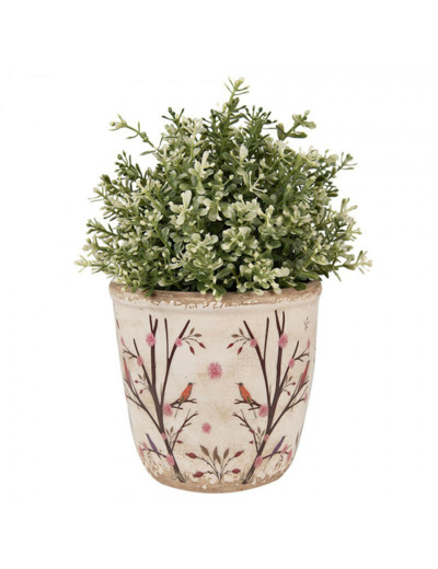 Pot de fleurs beige marron céramique 14x14x13 cm