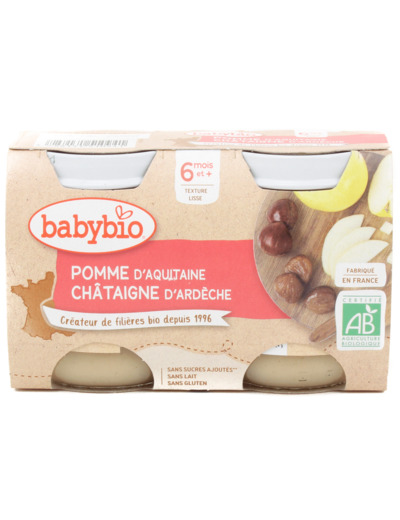 Pots Bébé Pomme Châtaigne Bio 2x130g