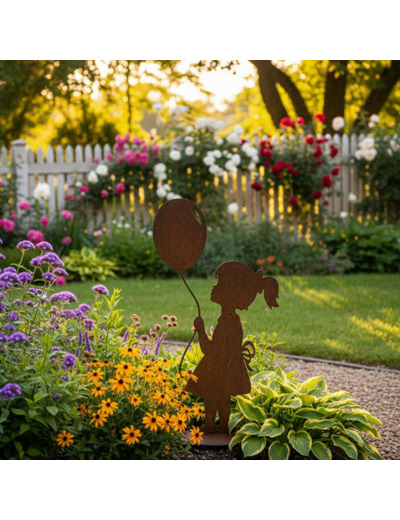 Silhouette petite fille ballon 23x11x46cm