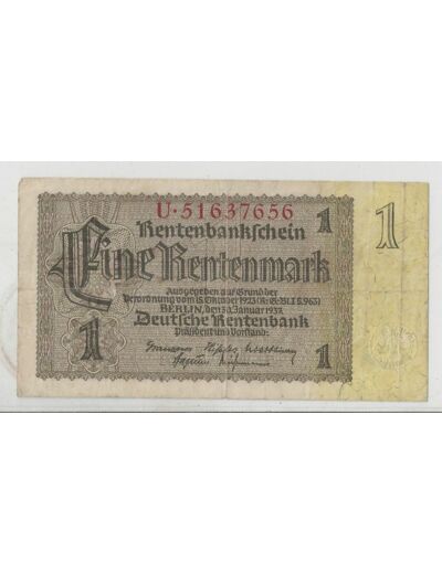 ALLEMAGNE 1 RENTENMARK 30 01 1937 TB+