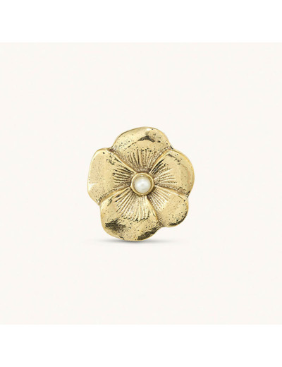 Bouton de tiroir Fleur Doré Laiton Recyclé 4x4x6cm