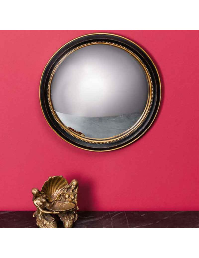 Miroir convexe noir doré 27x3x27cm