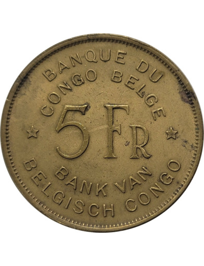 CONGO BELGE 5 FRANCS 1947 TB+ (W29)