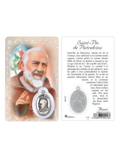 Carte-prière avec insertion PADRE PIO