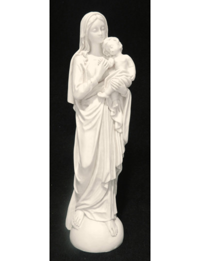 Vierge à l'enfant résine ton ivoire 20cm