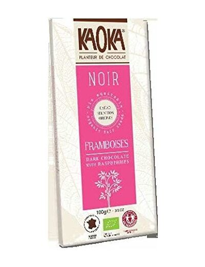 Chocolat noir eclats framboise 55% 100g KAOKA