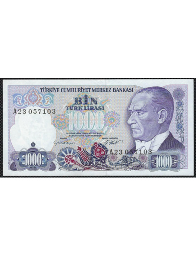 TURQUIE 1000 LIRA L.1970 (1986) Série A23 NEUF (W196)