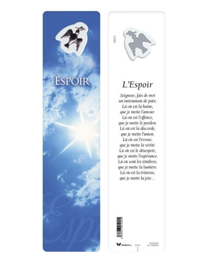 Signet plastifié avec médaille sous sachet- ESPOIR