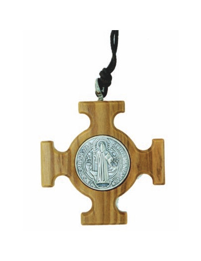 Croix de Saint Benoît en Olivier avec Cordon