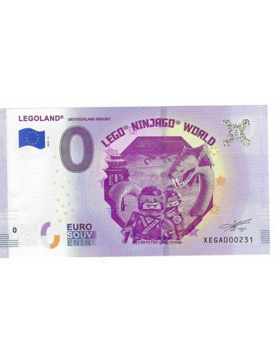 ALLEMAGNE 2019-3 LEGOLAND NINJAGO BILLET SOUVENIR 0 EURO TOURISTIQUE  NEUF