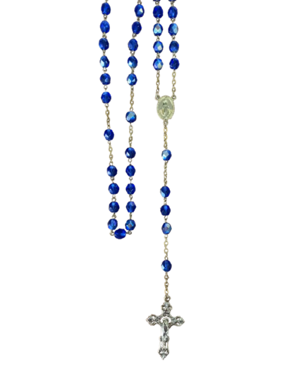 Chapelet Perles Cristal Sur Chaine Dorée - BLEU FONCE