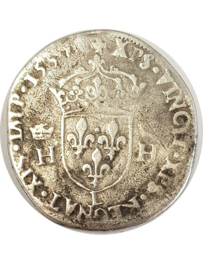 HENRI II (1547-1559) TESTON 1557 L (Bayonne) 1er Type TB-