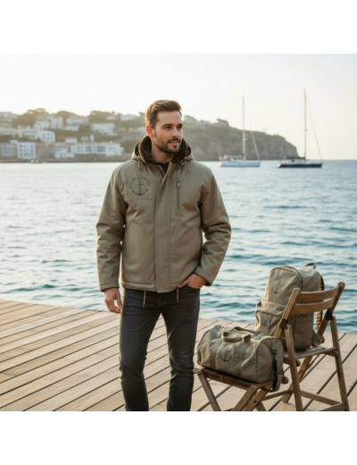 Veste de quart Marine Nationale kaki – style authentique et protection intempéries.