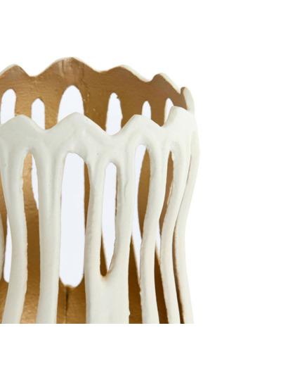 Petit bougeoir Tivoli métal blanc doré 9X9X10cm