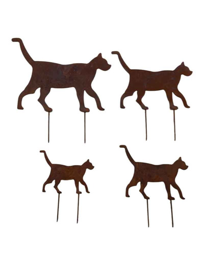 Ensemble 4 piquets jardin chat 46x51cm