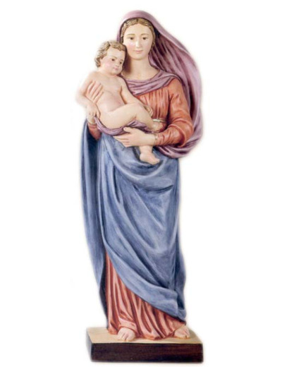Vierge à l'Enfant 60 cm polychrome - résine peinte main