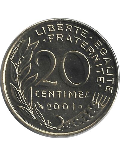 FRANCE 20 CENTIMES LAGRIFFOUL 2001 BU