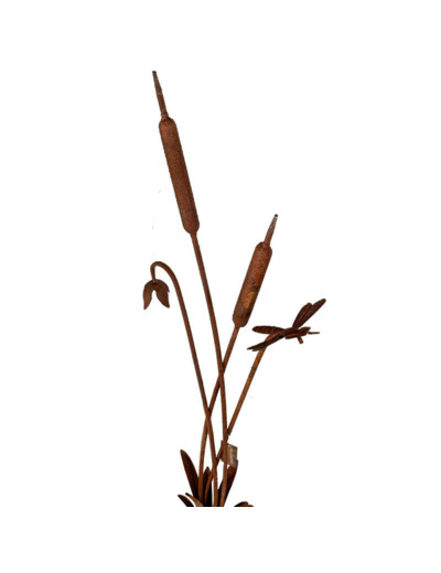Tuteur à planter roseaux acier rouille 31x15x101cm