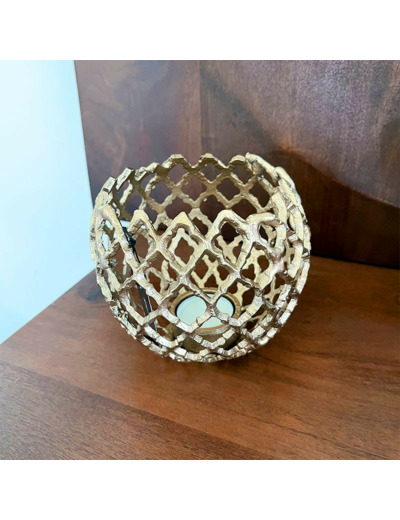 Photophore  doré aluminium Medium 15x15x14cm