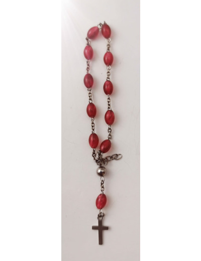 Dizainier Perles Acrylique Sur Chaine en Acier - ROUGE