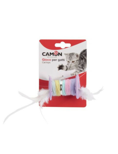 Jouet "Bobine + plumes" pour chat - 5cm