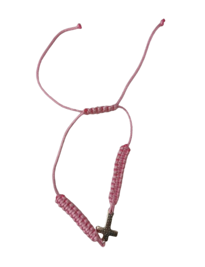 Bracelet Tressé avec Croix Rose