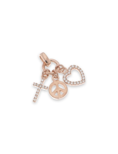 Pendentif  3 BRELOQUES en Argent  rosé