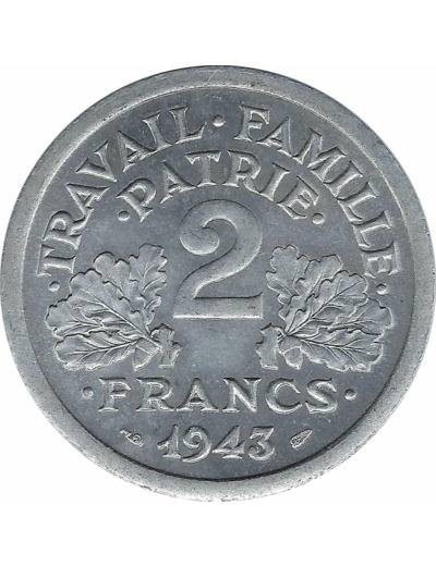 FRANCE 2 FRANCS BAZOR 1943 SUP