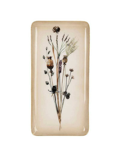 Plateau floral métal beige 16X31x31cm