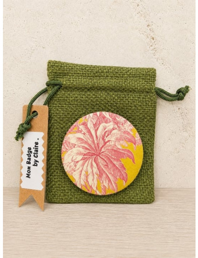 Badge Toile de Jouy feuillage tropical-Création française