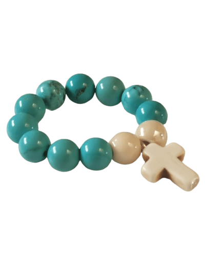 Dizainier élastique 8mm en pierre véritable- Turquoise