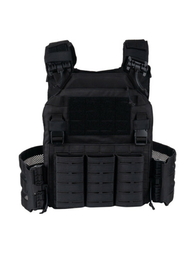 Gilet porte-plaques tactique noir Cordura 500D